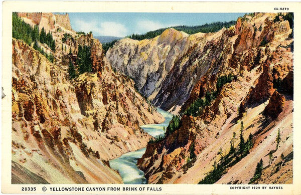 Grand Canyon Lower Falls Yellowstone National Park Wyoming Vintage Postcard (unused)