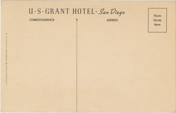 U.S. Grant Hotel San Diego California Vintage Postcard (unposted)