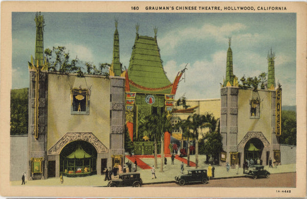 Grauman's Chinese Theatre Hollywood California Vintage Postcard 1940s (unused)