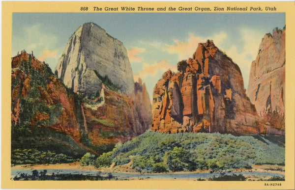 Great White Throne Zion National Park Vintage Utah Postcard (unposted)