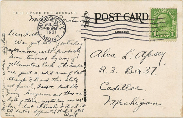 The Campfire signed DAVENPORT Vintage Western Postcard 1907 (unposted) - Vintage Postcard Boutique