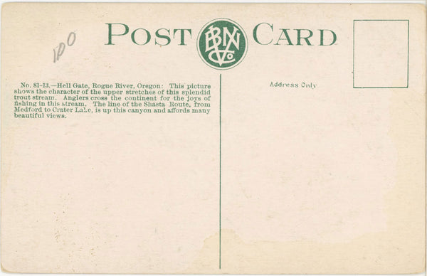 Hell Gate Rogue River Vintage Oregon Postcard c. 1910
