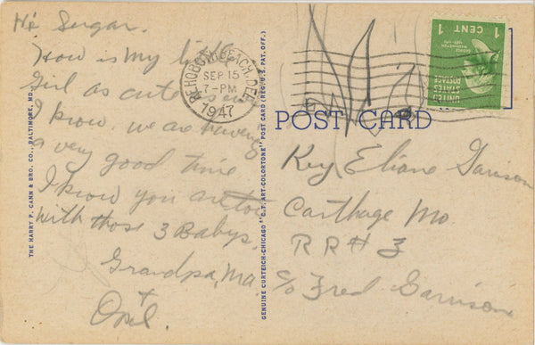Rehoboth Beach Delaware Henlopen Hotel Du Pont Lake Vintage Postcard 1947