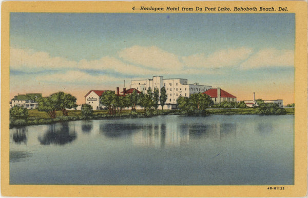 Rehoboth Beach Delaware Henlopen Hotel Du Pont Lake Vintage Postcard 1947