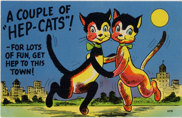 Hep-Cats Swinging Jazz Comic Vintage Postcard (unposted)