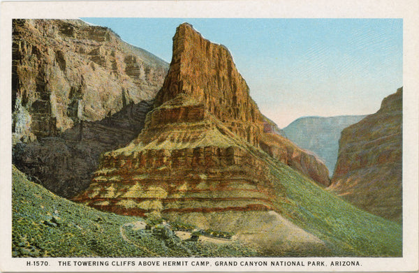 Grand Canyon National Park Towering Cliffs Arizona Vintage Postcard FRED HARVEY (unposted)