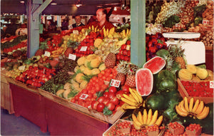 Hollywood Farmer's Market Fruit Vegetable Stalls California Vintage Postcard (unposted) - Vintage Postcard Boutique