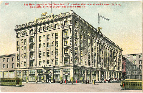 San Francisco California Hotel Argonaut Vintage Postcard 1910s (unused)