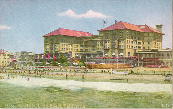 Long Beach California Hotel Virginia Vintage Postcard 1910s (unused)