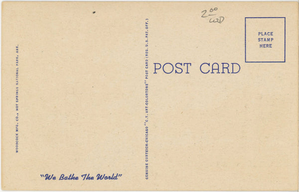 Bath House Row Hot Springs National Park Arkansas Vintage Postcard 1940s