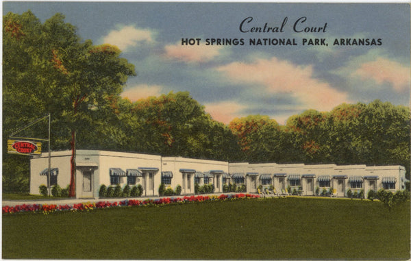 Central Court Motel Hot Springs National Park Arkansas Vintage Postcard c 1940s