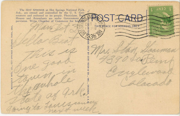 Pretty Ladies World Globe Hot Springs National Park Arkansas Vintage Postcard 1938
