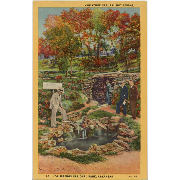Miniature Natural Hot Springs National Park Arkansas Vintage Postcard c 1940s