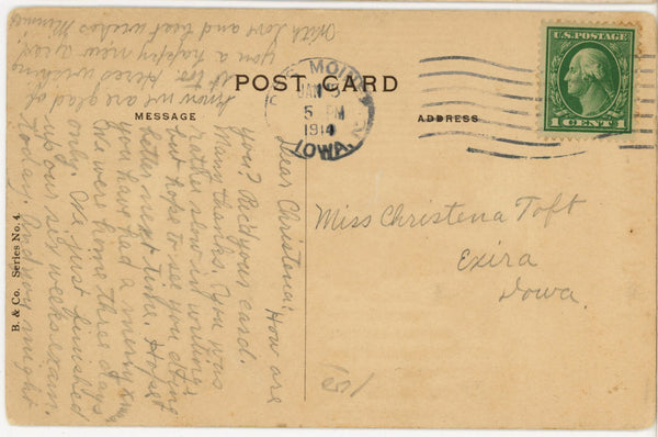 How Are You Dear! Romantic Couple at Gate Vintage Postcard 1914