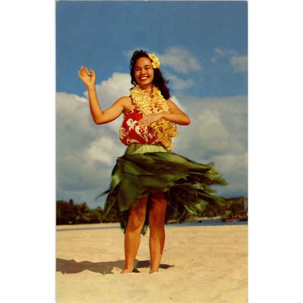 Hawaiian Hula Maiden Dancing Hawaii Vintage Postcard (unused)