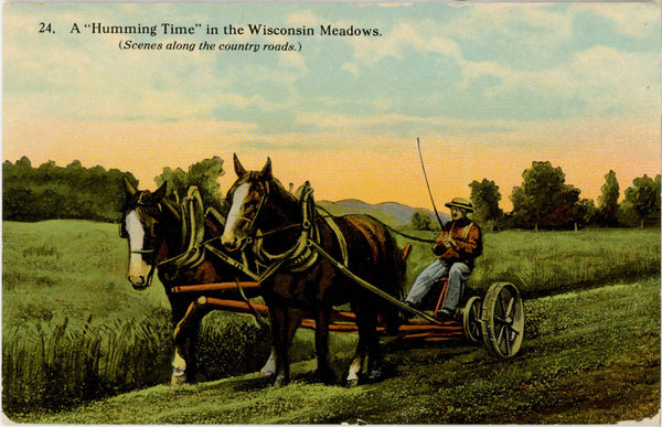 Humming Time in Wisconsin Meadows Vintage Farming Postcard c. 1910 (unposted)