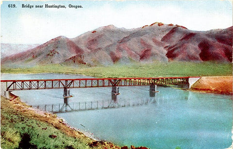 Huntington Oregon Bridge Snake River Vintage Postcard 1910