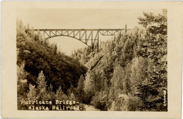 Hurricane Gulch Railroad Bridge Alaska Vintage RPPC Postcard c 1930s (unposted)