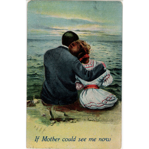 Romantic Couple on Beach If Mother Could See Me Now Vintage Postcard 1911