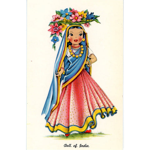Doll of India Vintage Postcard - Dolls of Many Lands Series (unused)