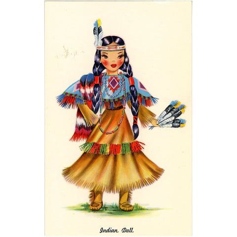 Indian Doll Vintage Native American Postcard - Dolls of Many Lands Series (unused)