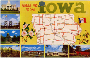 Iowa State Map Multiview Vintage Postcard (unused) - Vintage Postcard Boutique