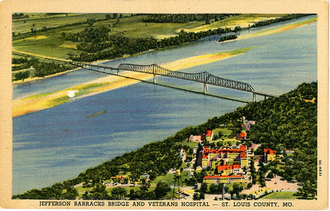 Jefferson Barracks Bridge & Veterans Hospital St. Louis Missouri Vintage Postcard (unused)