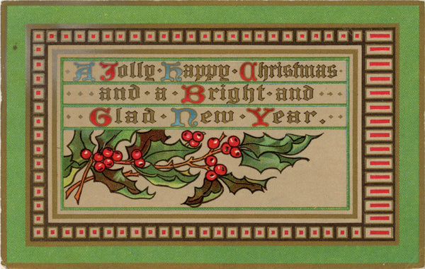 Christmas Gold Embossed Jolly Happy Vintage Postcard Dutton & Co. 1914