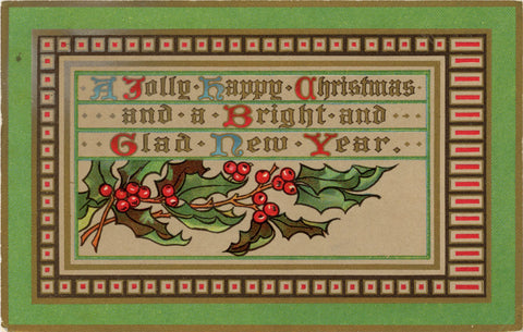 Christmas Gold Embossed Jolly Happy Vintage Postcard Dutton & Co. 1914