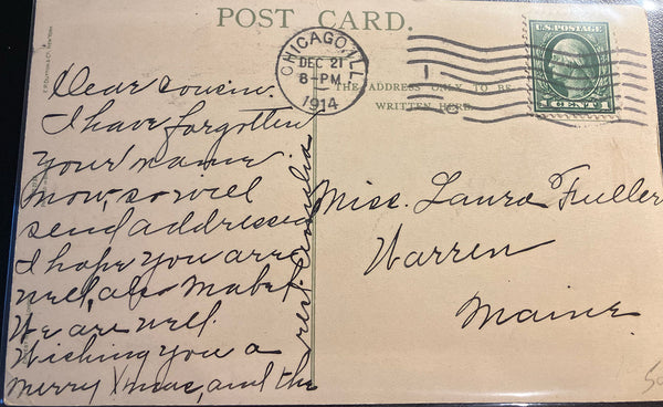 Christmas Gold Embossed Jolly Happy Vintage Postcard Dutton & Co. 1914 - Vintage Postcard Boutique