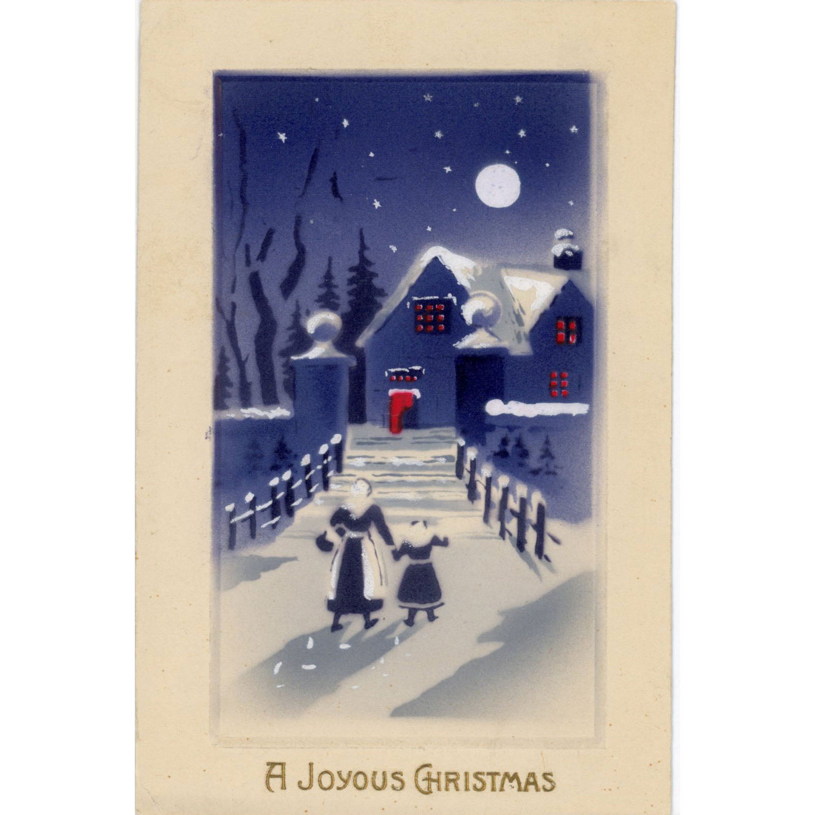 Vintage Joyous Christmas Embossed Greetings Postcard International Art Series c1910s