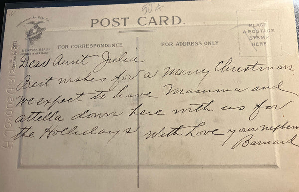 Vintage Joyous Christmas Embossed Greetings Postcard International Art Series c1910s