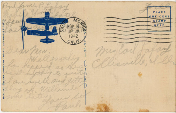 Keep ’Em Flying WWII Vultee P-66 Fighter Vintage Aviation Postcard 1942