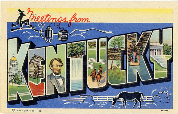 Kentucky Large Letter Vintage Postcard 1950 - Vintage Postcard Boutique