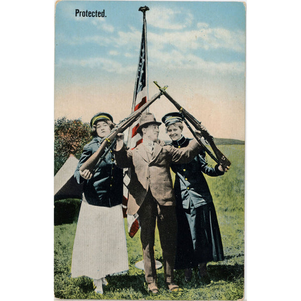 Patriotic Military Lady Soldiers Series WW1 Protected Vintage Postcard c1920s (unused)