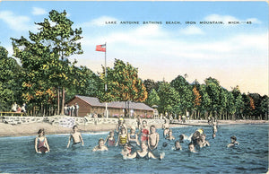 Iron Mountain Michigan Lake Antoine Bathing Beach Vintage Postcard (unused) - Vintage Postcard Boutique