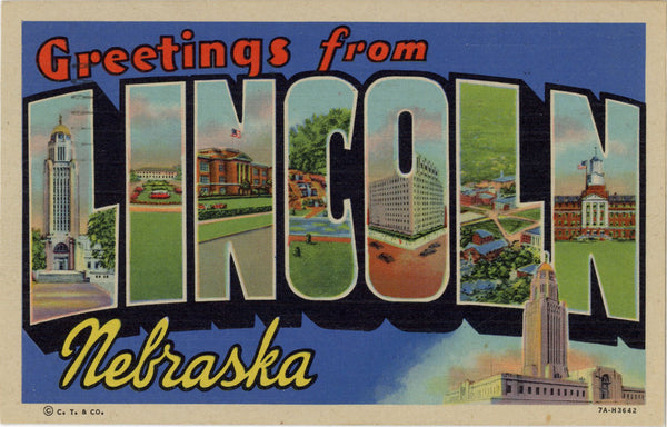 Lincoln Nebraska Large Letter Vintage Postcard 1949