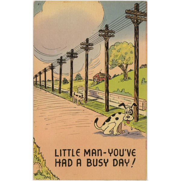 Little Man You've Had Busy Day Comic Dog Postcard (unused) - Vintage Postcard Boutique