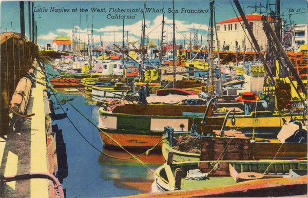 Fisherman's Wharf Little Naples of West San Francisco California Vintage Postcard (unposted)