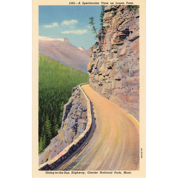Glacier National Park Montana Logan Pass Vintage Postcard (unused)