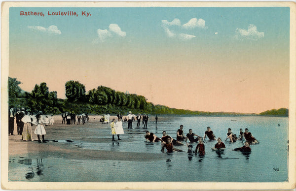 Bathers Swimming Louisville Kentucky Vintage Postcard c 1910 (unposted)