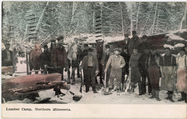Lumber Camp Northern Minnesota Vintage Postcard 1908