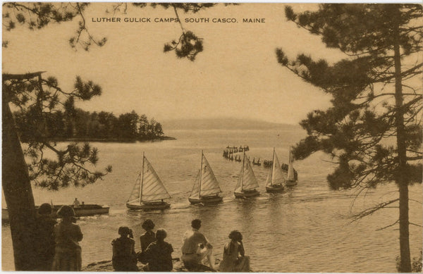 Luther Gulick Camps South Casco Maine Sailing Vintage Postcard (unposted)