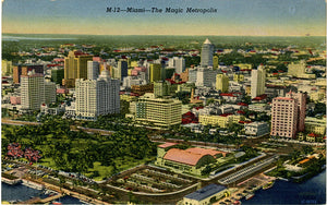 Miami Florida Aerial Magic Metropolis Vintage Postcard 1955 - Vintage Postcard Boutique
