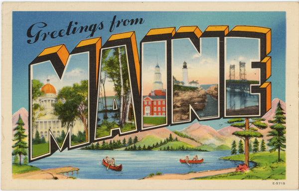 Maine Large Letter Vintage Postcard 1948