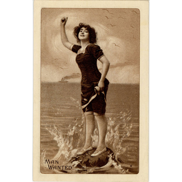 Man Wanted - Bathing Beauty Photo Life Series No. 209 Vintage Postcard c. 1910s