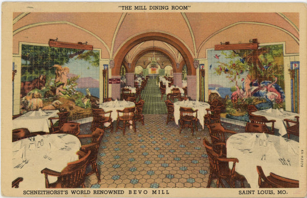 Schneithorst's Bevo Mill Dining Room St. Louis Missouri Vintage Postcard 1958