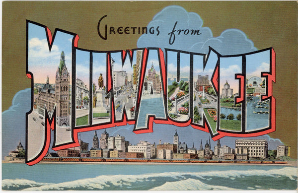 Milwaukee Wisconsin Large Letter Vintage Postcard (unposted)