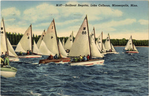 Sailboat Regatta Lake Calhoun Minneapolis Minnesota Postcard 1950 - Vintage Postcard Boutique