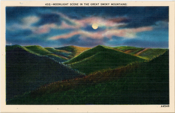 Moonlight in Smoky Mountains National Park Vintage Postcard (unposted)